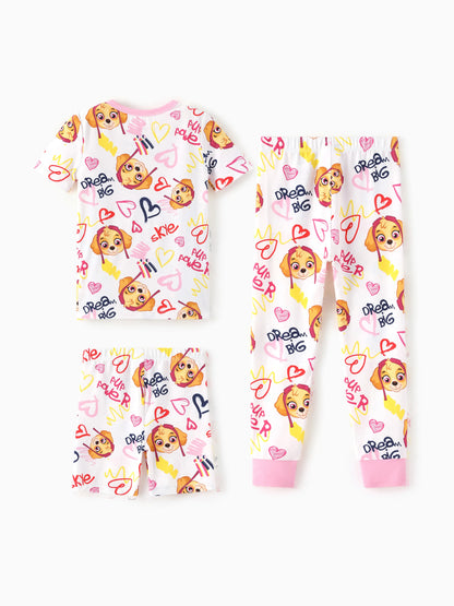 PAW Patrol Toddler Boy Skye 3-Piece Bamboo Pajama Set 2-in-1 Look for 4 Seasons (Snug-Fitting) Pink