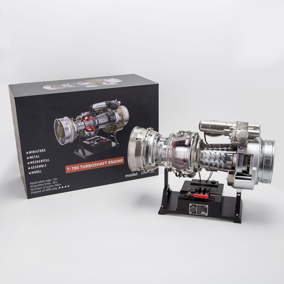 T700 Turboshaft Engine Model Kit that Works - Build Your Own Turboshaft Engine - TECHING 1/4 Metal Simulation Electric Military Helicopter Turboshaft Engine Model DM136