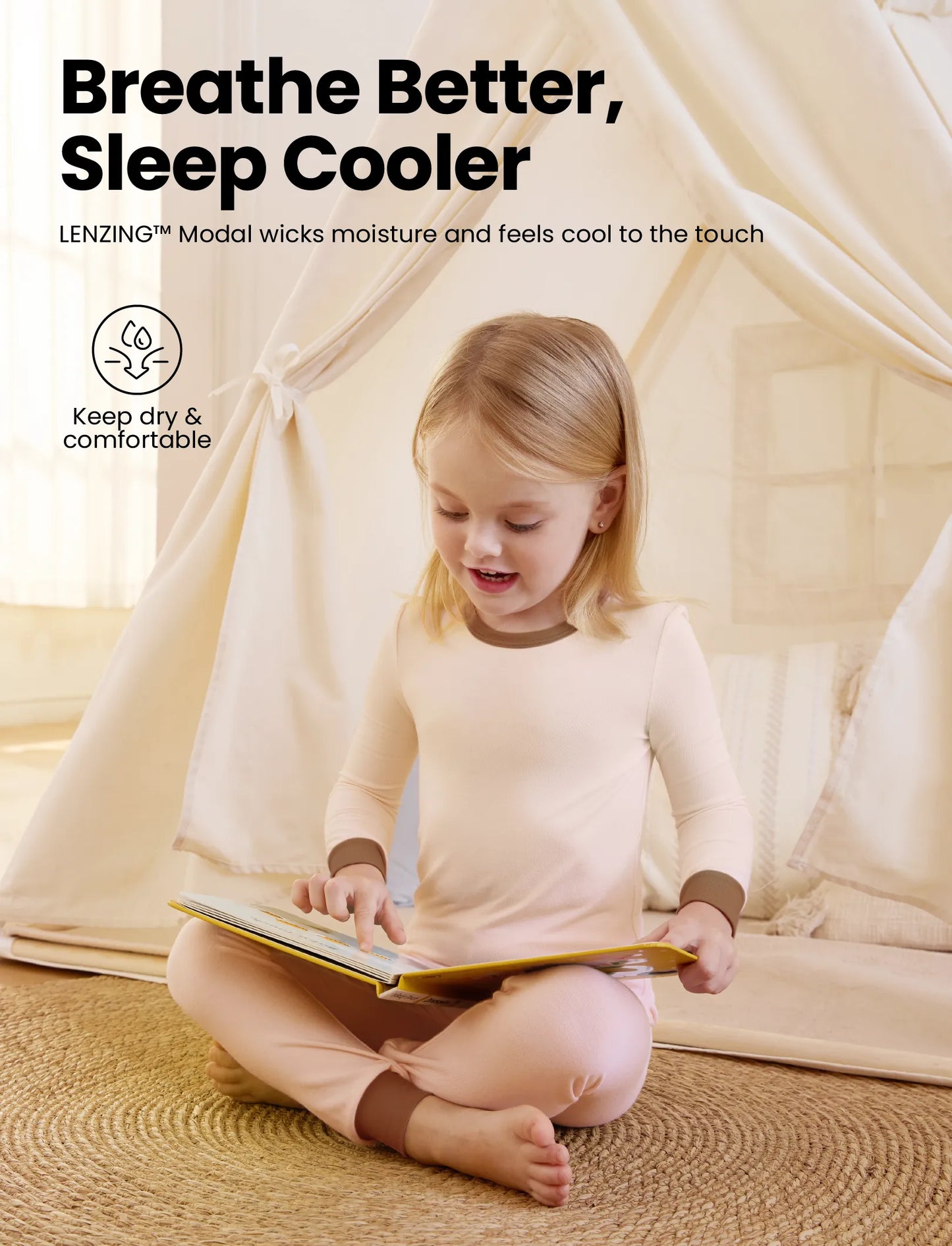 Baby 2-piece Tencel Modal Pajamas Set for Girls / Boys ( Snug-Fitting ) Apricot