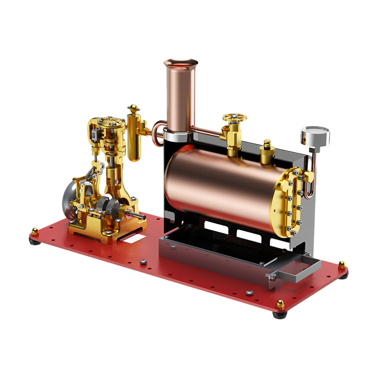 RW-BL1K Mini Reversible Reciprocating Single-Cylinder Live Steam Engine Kit with Boiler DIY Kit