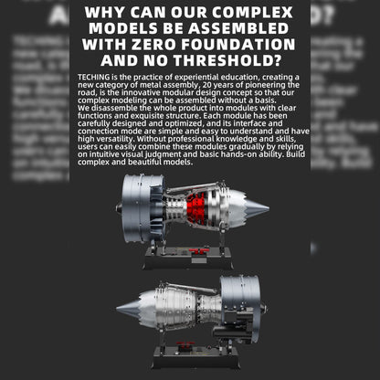 Turbofan Engine Model Kit that Works - Build Your Own Turbofan Engine - TECHING 1/12 Full Metal Dual-Spool Turbofan Engine Model Kit 300+PCS