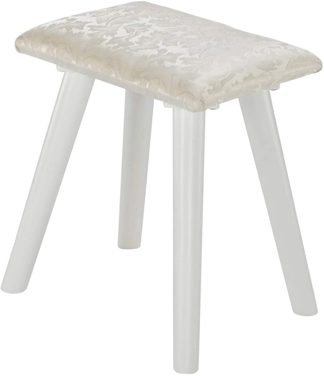 Round Mirror Dressing Table with Sliding Drawers & Cushioned Stool