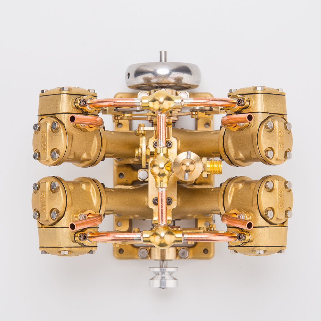 RW-V4 Mini V-Shape 4-Cylinder Reciprocating Steam Engine Model for 90-150cm Steamships