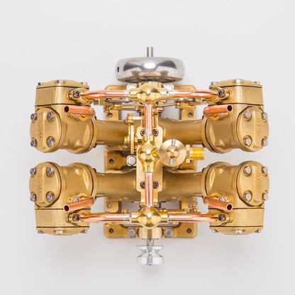 RW-V4 Mini V-Shape 4-Cylinder Reciprocating Steam Engine Model for 90-150cm Steamships