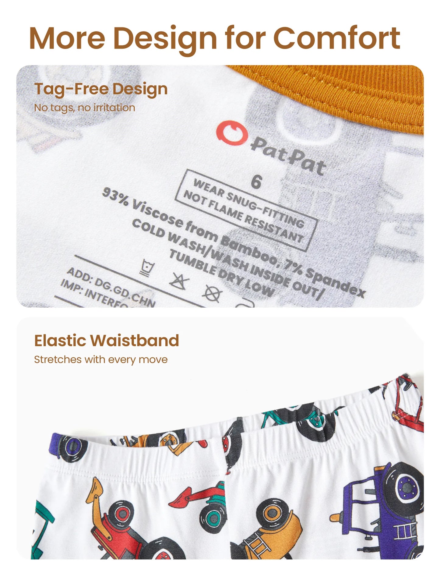 Christmas / Halloween Pajamas 2-piece Bamboo Pajamas Set With Playful Print for Toddler / Kids ( Snug-Fitting) Yellow