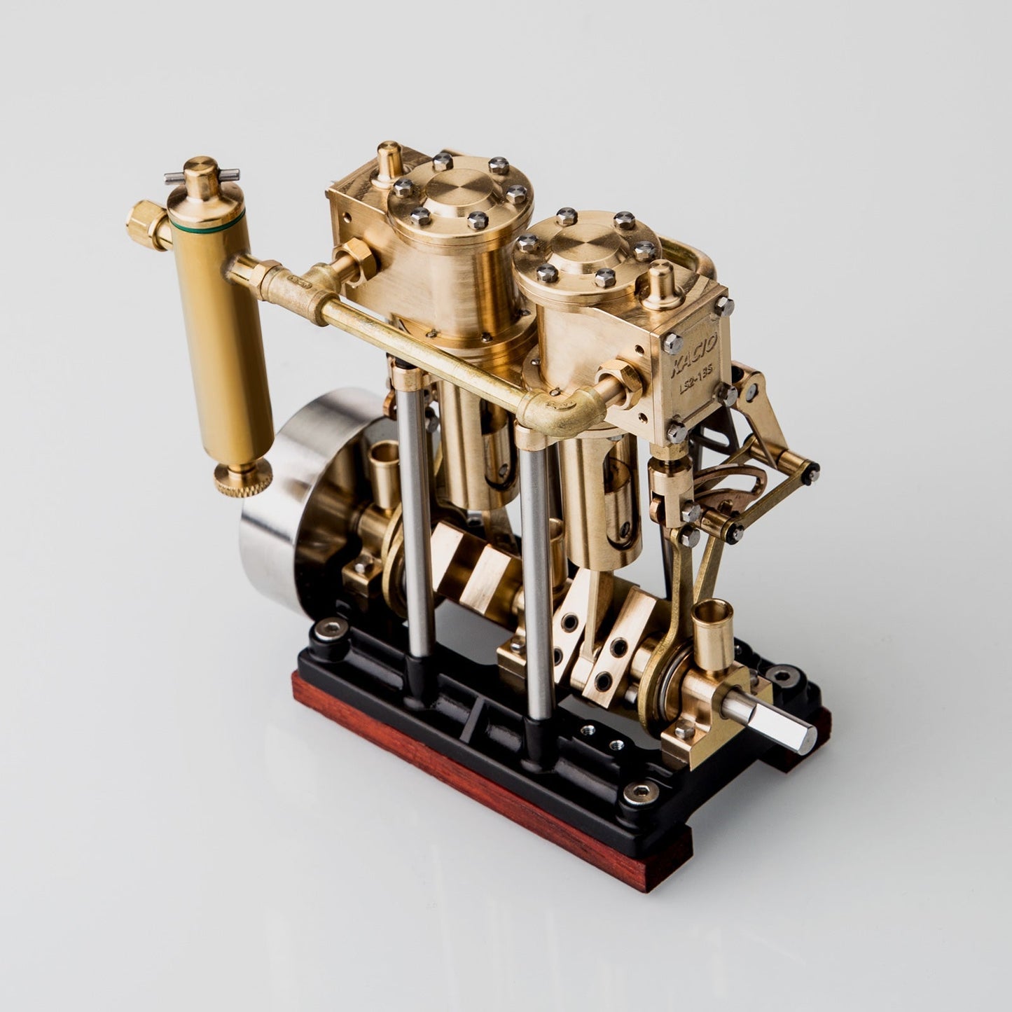 KACIO LS2-13S Vertical Steam Engine 2-cylinder Reciprocating Steam Engine with Oil Cup Reverse Rotation Steam Model Boat