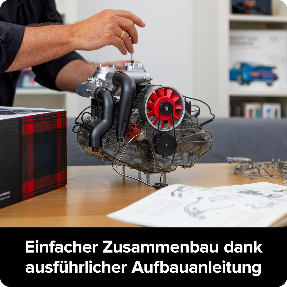 1/3 Scale DIY Horizontal Opposed 6-Cylinder Engine Kit with Operational Turbocharger - Electric Motorized STEM Educational Display Model