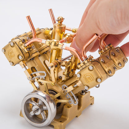 RW-V4 Mini V-Shape 4-Cylinder Reciprocating Steam Engine Model for 90-150cm Steamships