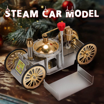ENJOMOR Antique Metal Steam-Powered Car Model Retro Steam Engine Model Car STEM Toy Christmas Gift Collection