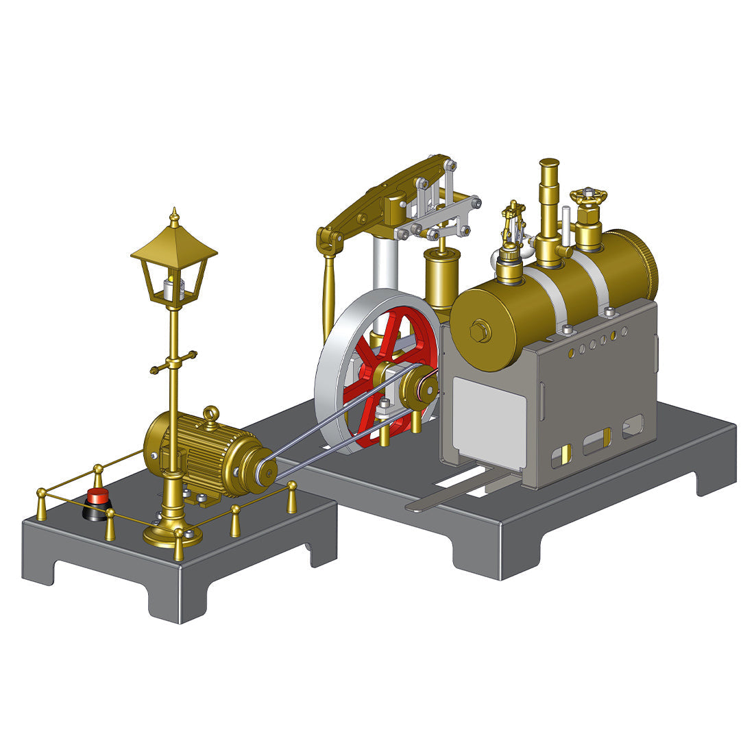 RETROL Full Metal Beam Engine Steam Engine Model Kit with Horizontal Boiler with Centrifugal Regulator Flyball
