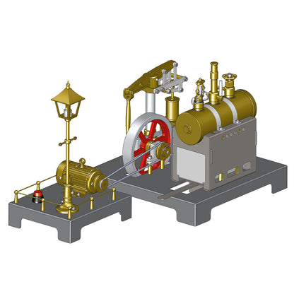 RETROL Full Metal Beam Engine Steam Engine Model Kit with Horizontal Boiler with Centrifugal Regulator Flyball