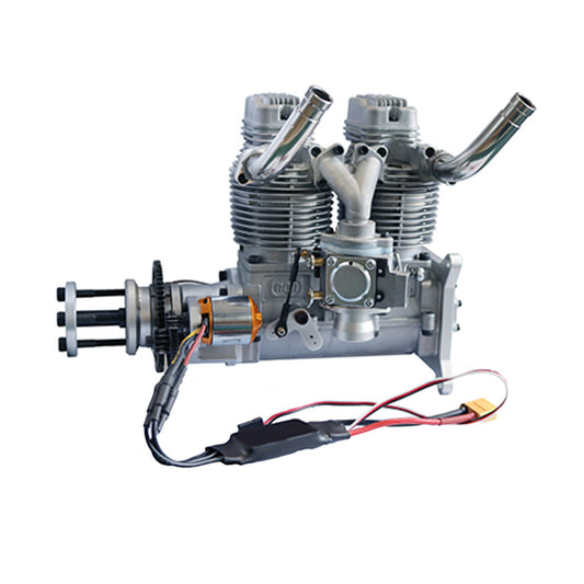 NGH GF60i2-E 60cc Inline Twin-Cylinder Four-Stroke Air-Cooled Gasoline Engine Model with Electric Starter for Fixed-Wing RC Airplanes