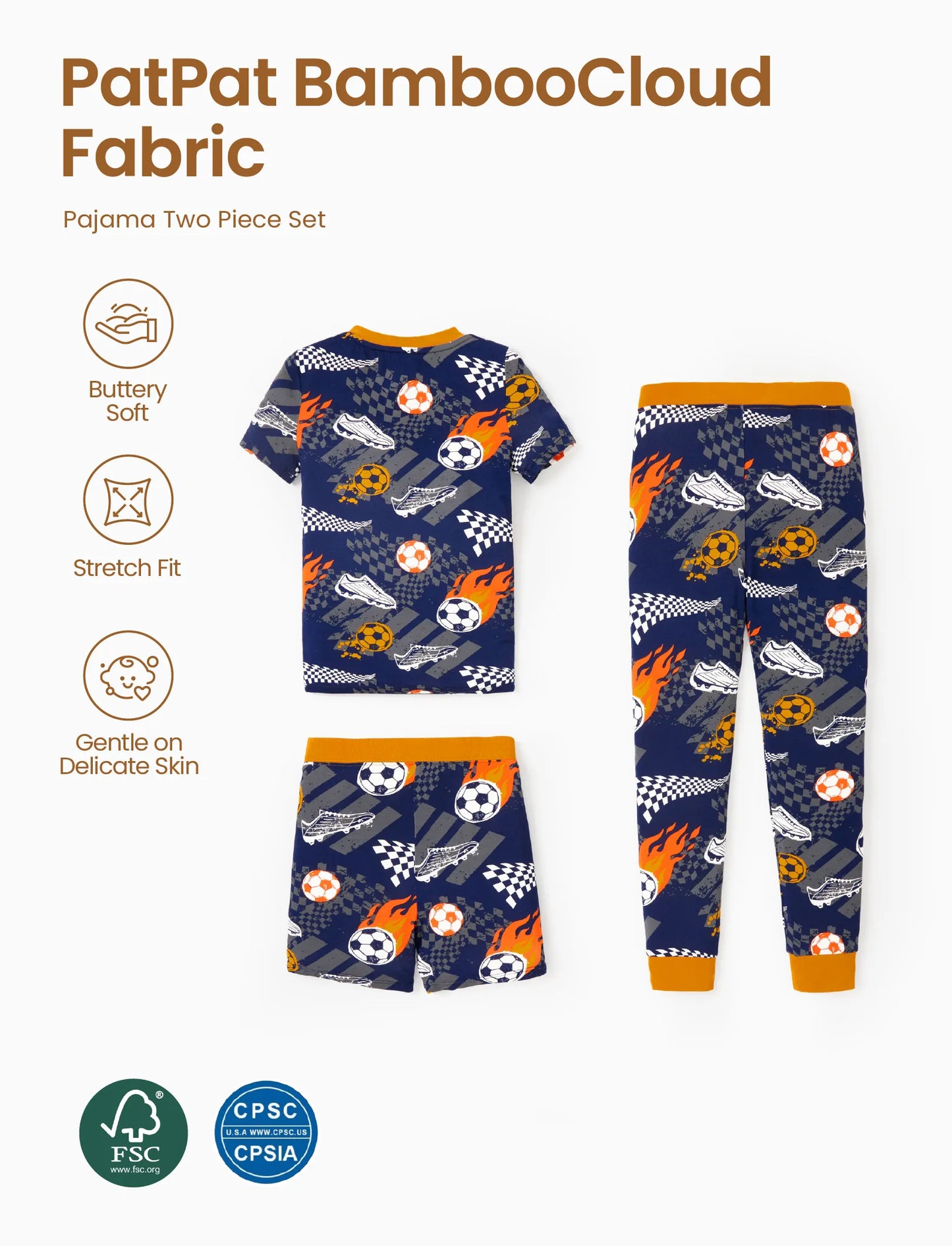 Toddler / Kids Christmas / Halloween PJS for Boys 3-Piece Bamboo Pajama Set 2-in-1 Look for 4 Seasons (Snug-Fitting) Black