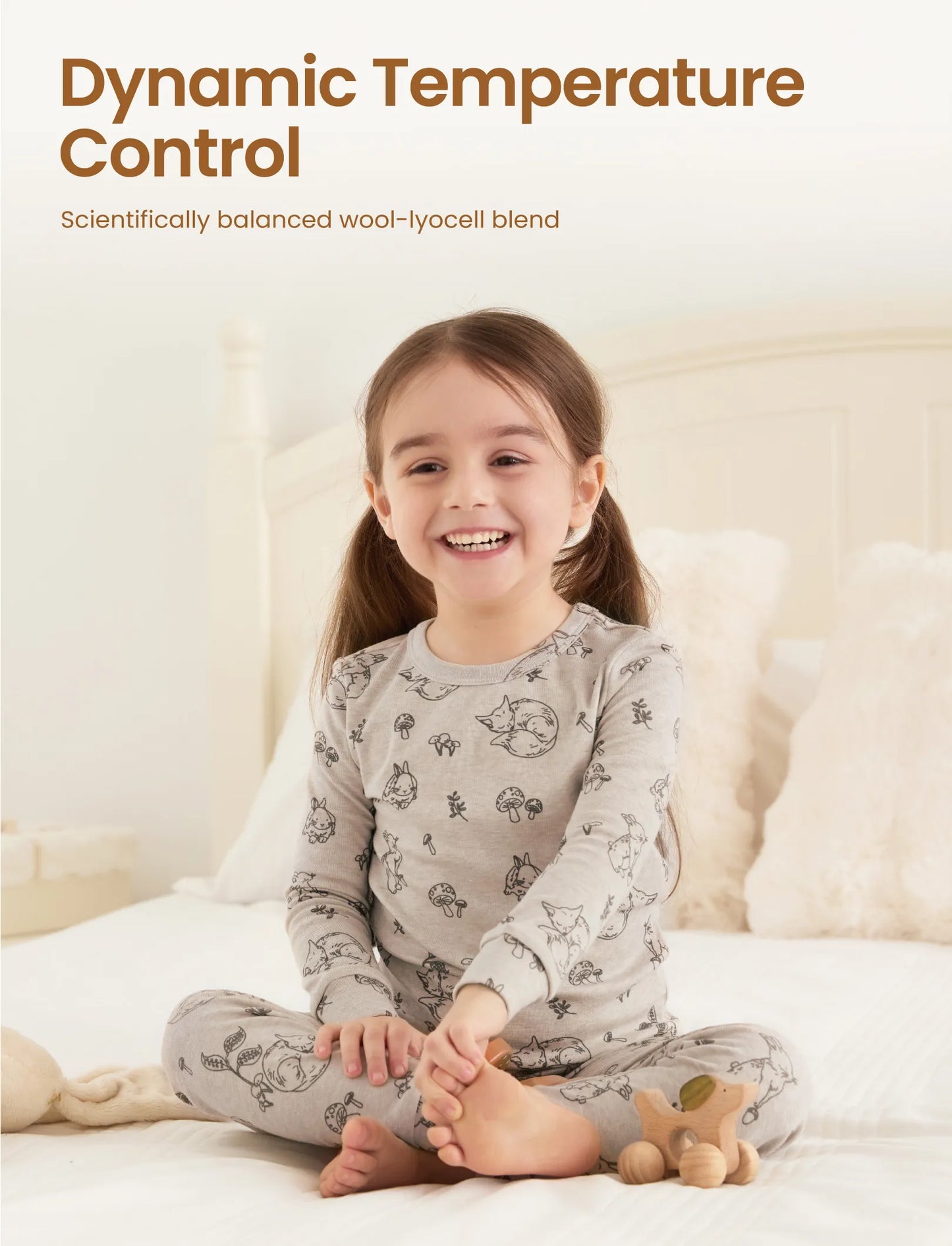 Toddler / Kids 2-piece Pajamas With Animal Print ( Snug-Fitting ) Apricot