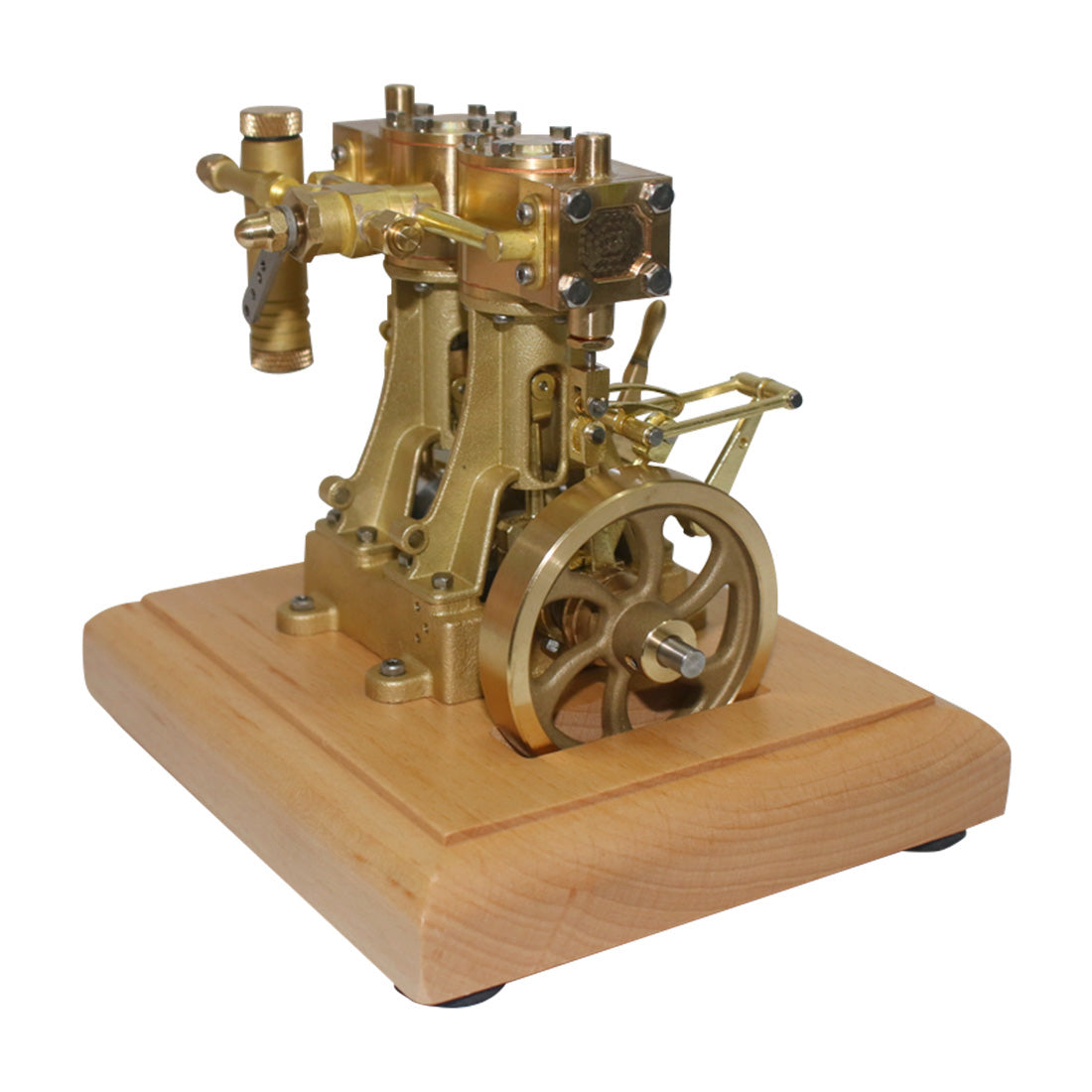 3.7CC Retro Vertical 2-cylinder Reciprocating Double-acting Model Steam Engine with 200ml Steam Boiler