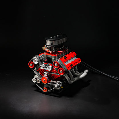 ENJOMOR V8 GS-V8 78CC DOHC Four-Stroke V-Shaped Eight-Cylinder Water-cooled Electric Gasoline Internal Combustion Engine Model - V8 Engine Model That Works