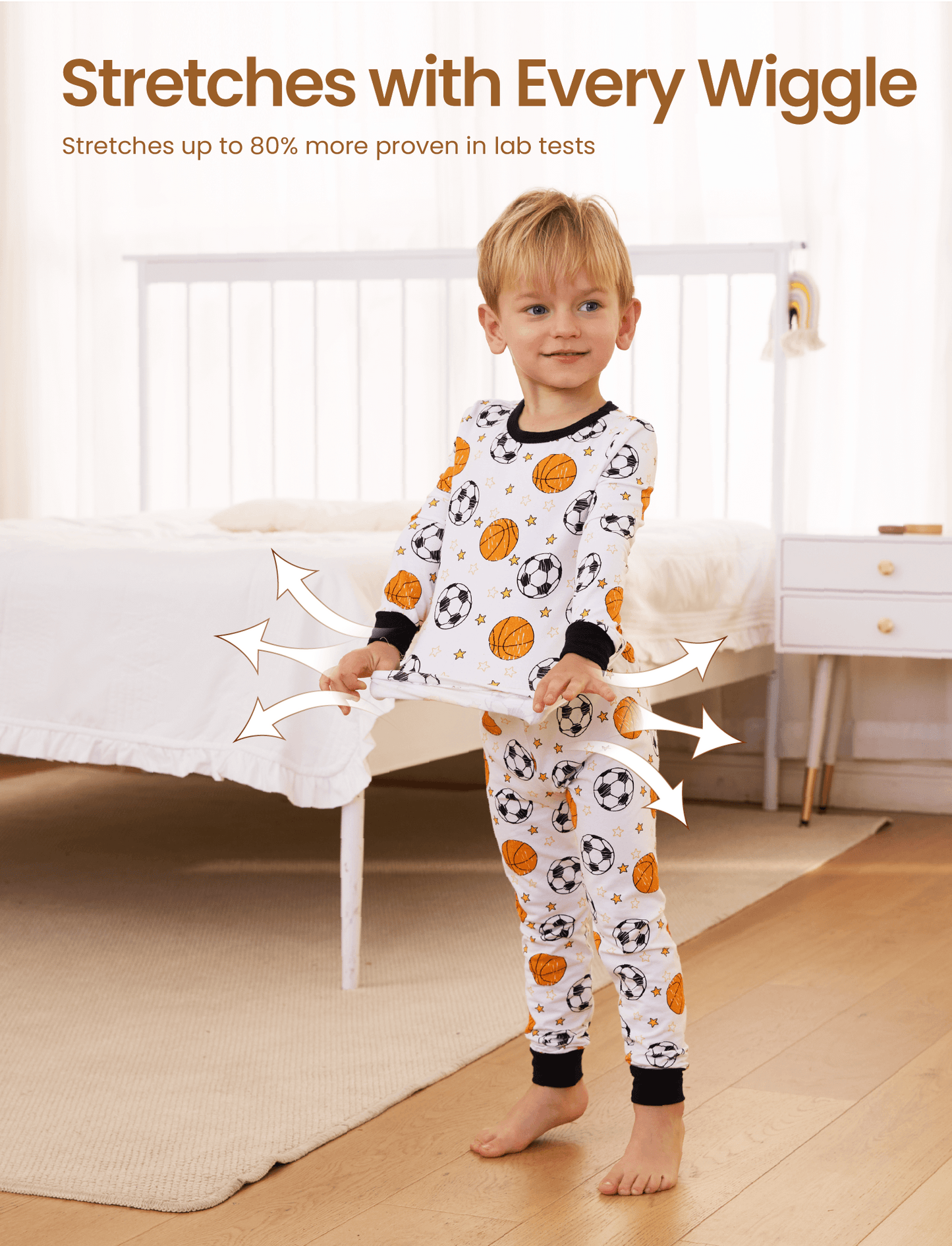 Halloween Pajamas Set with Childlike Print 2-piece Snug fit Organic Cotton Pajamas for Toddler / Kids Girls / Boys White