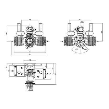 70cc Horizontally Opposed Twin-Cylinder Two-Stroke Air-Cooled Gasoline Engine Model with Electric Starter for Fixed-Wing RC Airplanes
