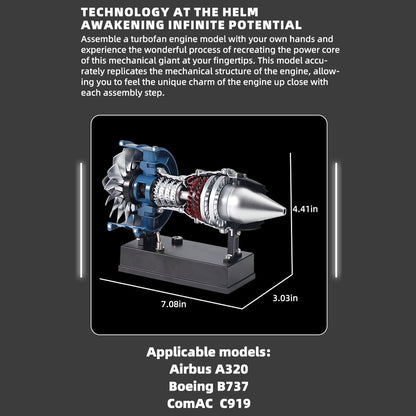 TECHING Mini Turbofan Engine Kit that Works - DIY Metal Electric Jet Engine with Visible Mechanics for STEM Education
