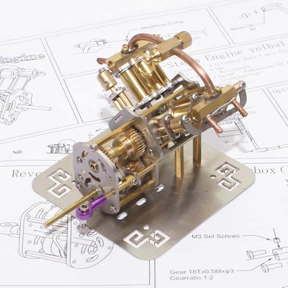 Mini V4 Steam Engine Model with Reverse Gearbox Toy Creative Gift