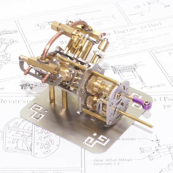 Mini V4 Steam Engine Model with Reverse Gearbox Toy Creative Gift