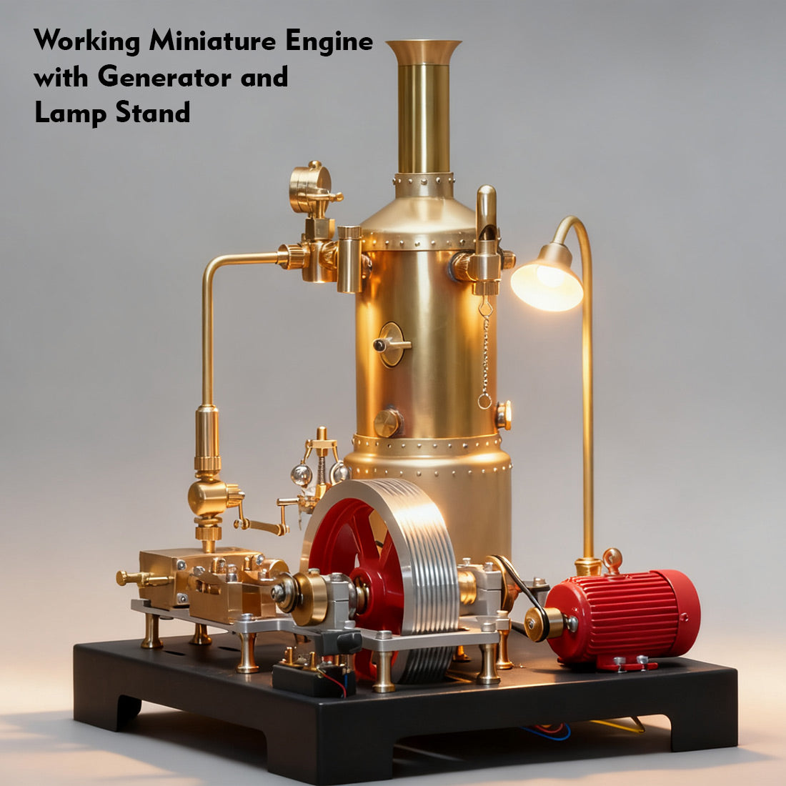 RETROL SE-03 Working Stationary Mill Steam Engine Model Kit with Boiler, Generator and Lamp Stand