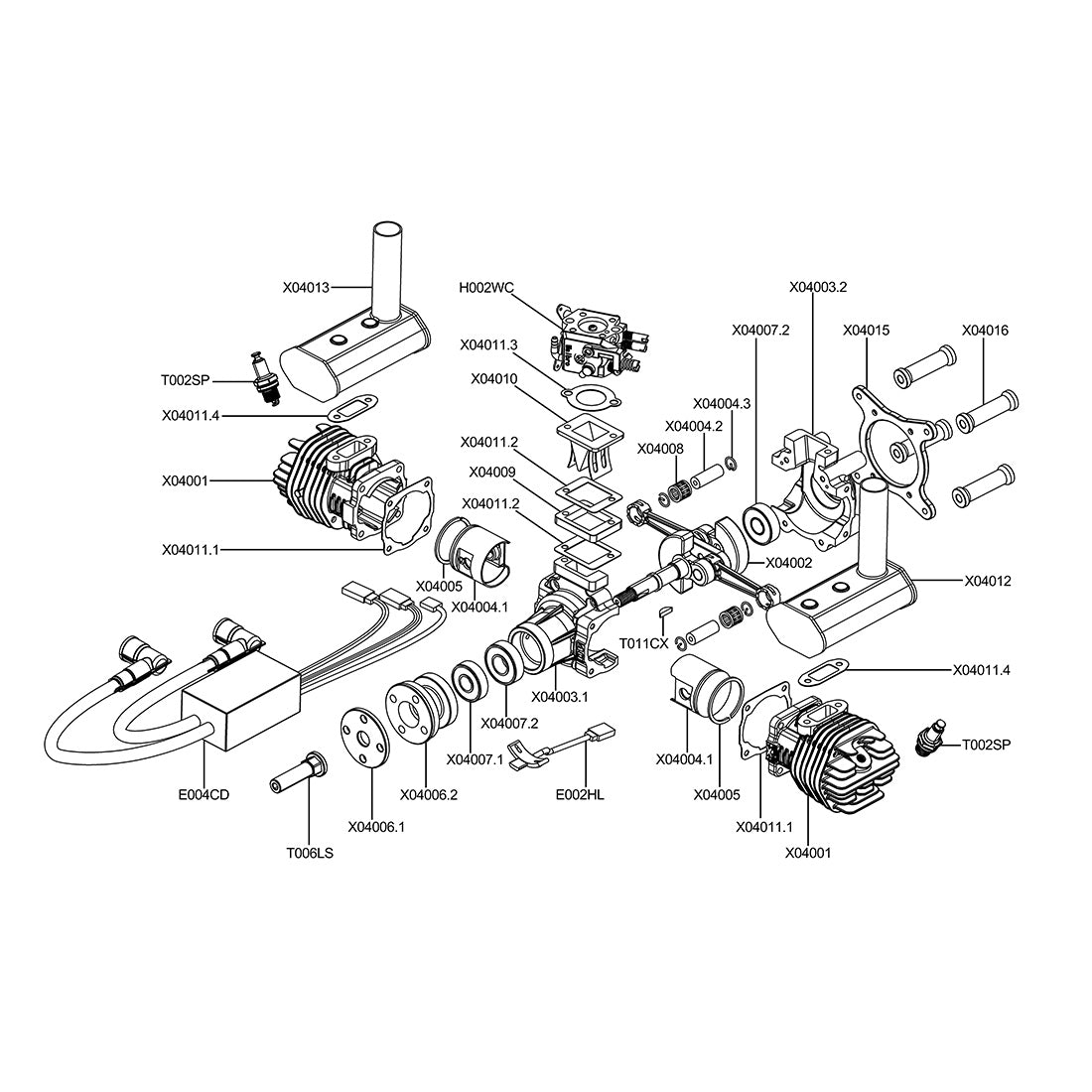 EPHIL XG-40cc-T Two-Stroke Twin-Cylinders Horizontally Opposed Gasoline Engine Model for Fixed-Wing Aircraft Models