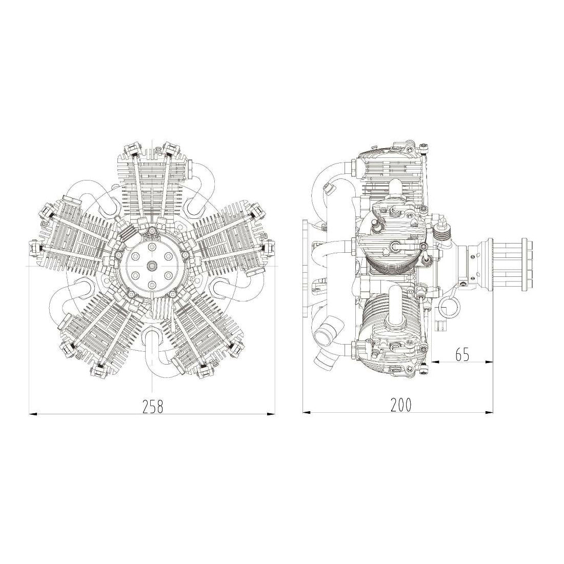 NGH GF150R5 150cc Radial Engine Five-cylinder Four-stroke Air-cooled Gasoline Engine Model for Fixed-Wing RC Airplanes