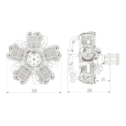 NGH GF150R5 150cc Radial Engine Five-cylinder Four-stroke Air-cooled Gasoline Engine Model for Fixed-Wing RC Airplanes