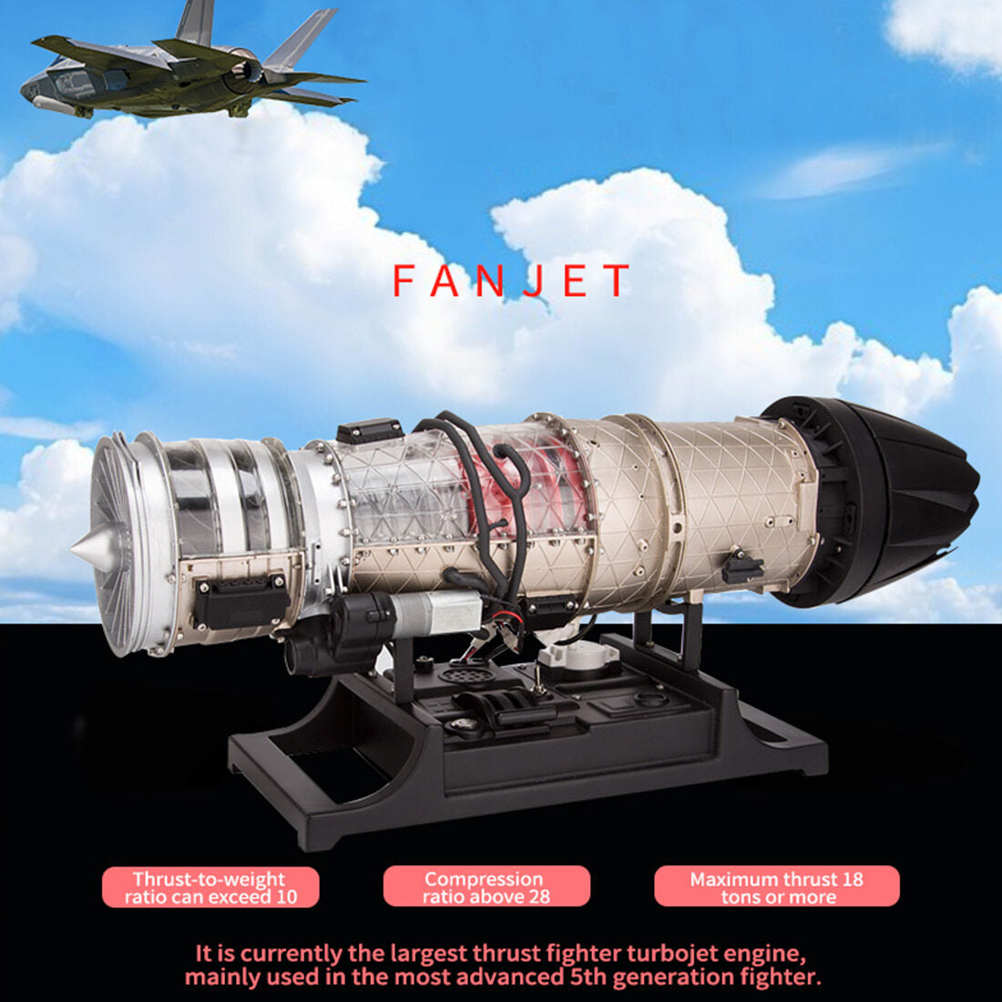 Turbofan Engine Model Kit that Works - Build Your Own Turbofan Engine - TECHING 1/10 Full Metal Electric Turbojet Engine Small Bypass Ratio Twin Rotor Aircraft Model DM135 600+Pcs
