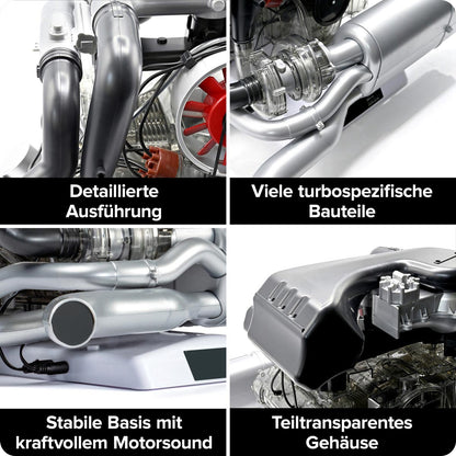1/3 Scale DIY Horizontal Opposed 6-Cylinder Engine Kit with Operational Turbocharger - Electric Motorized STEM Educational Display Model
