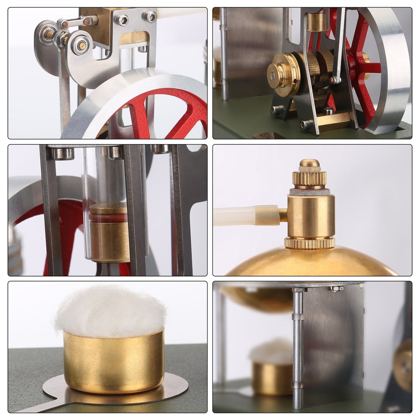 ENJOMOR DIY Assembly Steam Engine Kit Retro Vertical with Spherical Boiler DIY KIT