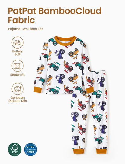 Christmas / Halloween Pajamas 2-piece Bamboo Pajamas Set With Playful Print for Toddler / Kids ( Snug-Fitting) Yellow