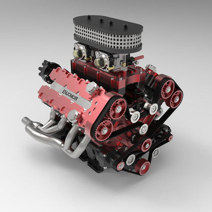 ENJOMOR V8 GS-V8 PRO 78cc DOHC Gasoline Engine with Starter Kit and Base - One Key Start