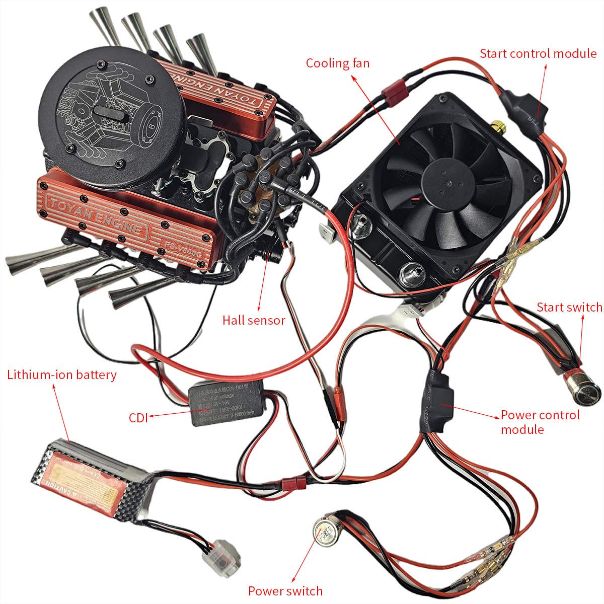 TOYAN FS-V800WGPC V8 Engine With Starter Kit, Stand and Accessories-One Key Start