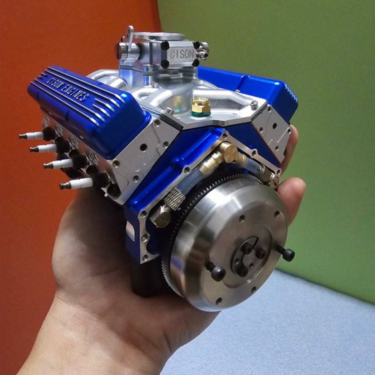 CISON V8 Engine Pro Small-block 44CC 1/6 Scale Water-Cooled 4-Stroke 8-Cylinder Gasoline Engine Internal Combustion V8 Engine Model Kit that Works