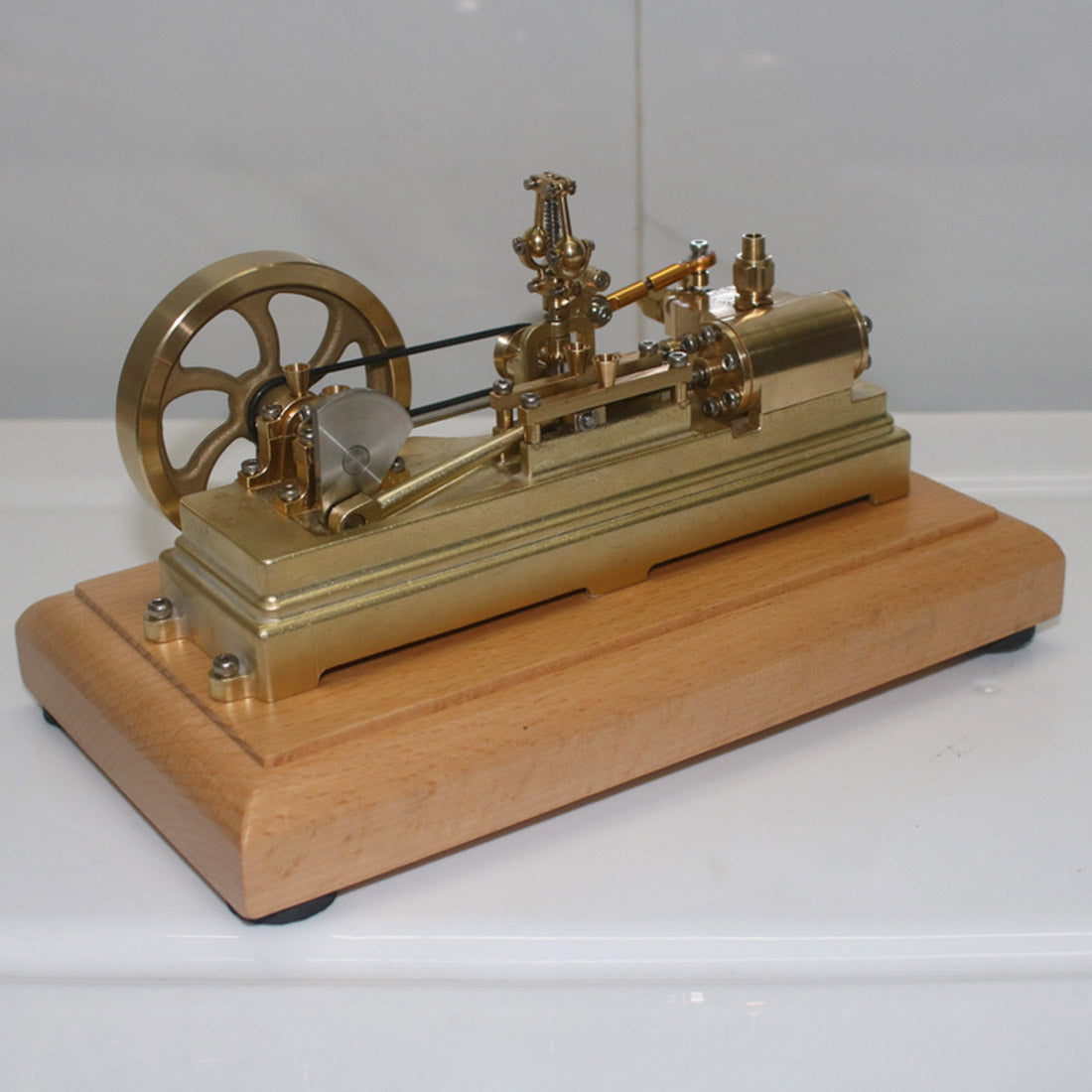 S10 1.7CC Mini Retro Horizontal Single-cylinder Reciprocating Double-acting Mill Steam Engine Model Toys with Speed Reducer