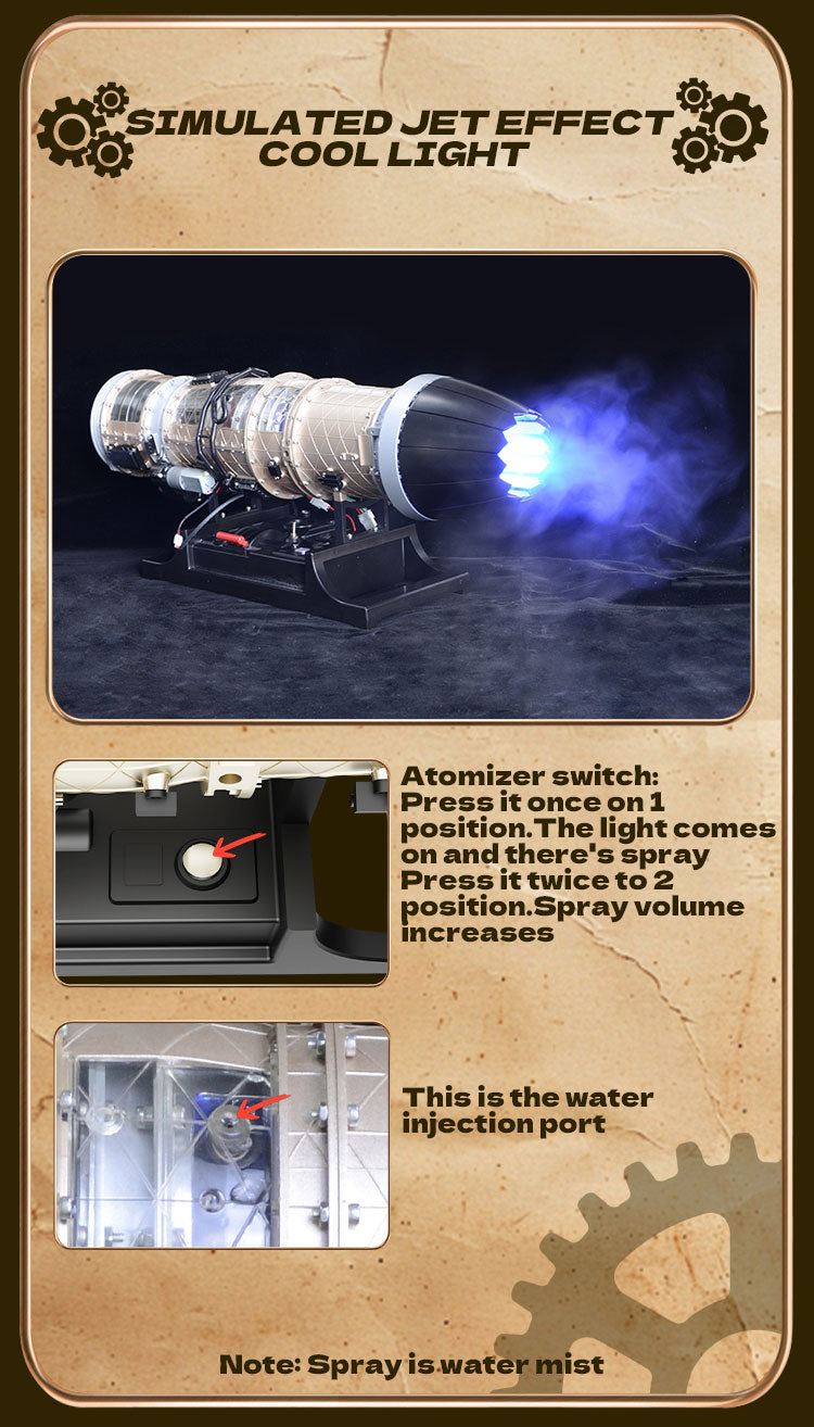 Turbofan Engine Model Kit that Works - Build Your Own Turbofan Engine - TECHING 1/10 Full Metal Electric Turbojet Engine Small Bypass Ratio Twin Rotor Aircraft Model DM135 600+Pcs