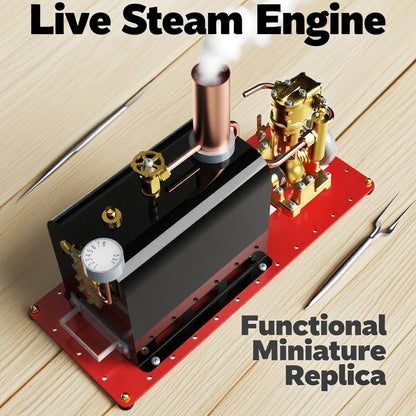 RW-BL1K Mini Reversible Reciprocating Single-Cylinder Live Steam Engine Kit with Boiler DIY Kit