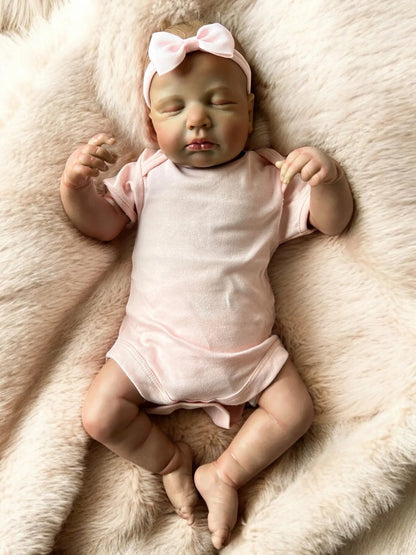 Lyla – Closed Eyed Biracial Reborn Baby Doll | Realistic Newborn Girl – Crafted with Care in the UK