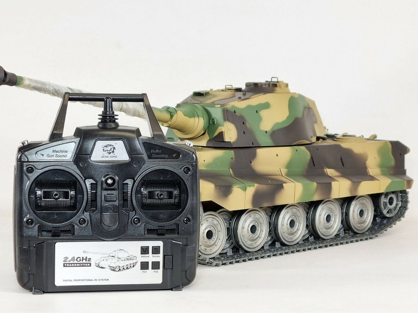 King Tiger Upgraded Metal Tracks, Wheels, Gearbox Barrel Recoil smoke Sound