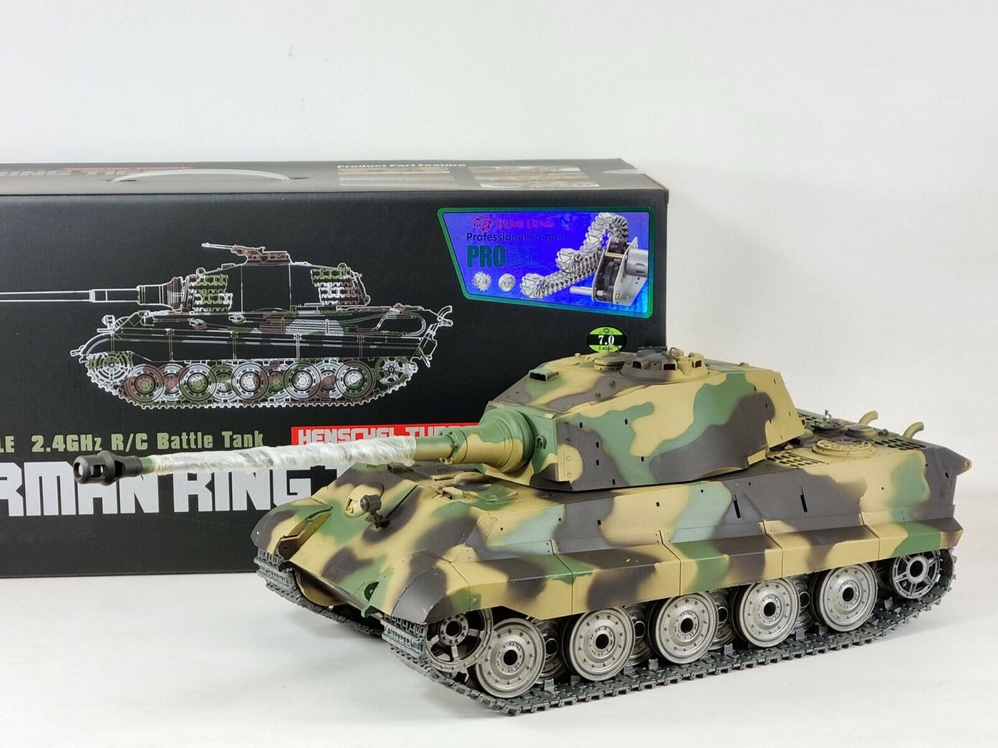 King Tiger Upgraded Metal Tracks, Wheels, Gearbox Barrel Recoil smoke Sound
