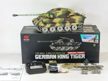 King Tiger Upgraded Metal Tracks, Wheels, Gearbox Barrel Recoil smoke Sound