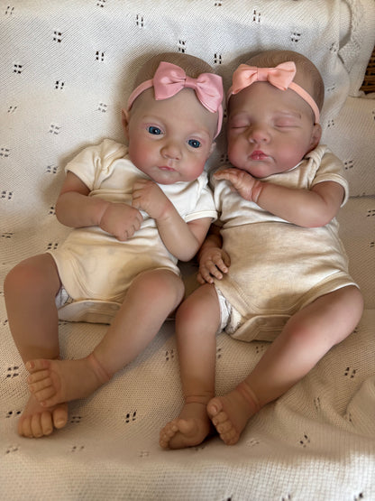 Isla & Iris – Twin Reborn Baby Girl Dolls | Handcrafted Newborn from the UK